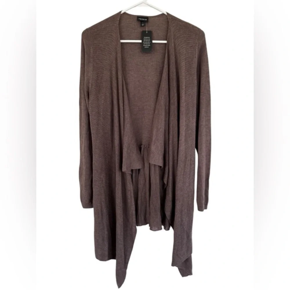 NWT Torrid Women's Brown Open Knit Long Sleeve Open Front Peplum Cardigan Size 1